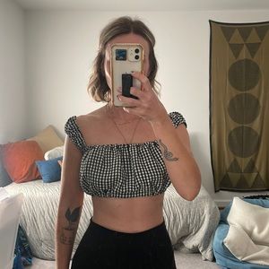 Solid & Striped black gingham crop top size XS